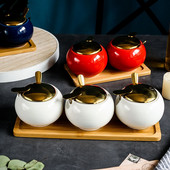 Nordic Ceramic Light Luxury maitseainepurgid kaanega Köögitööriistad Maitseainepudel Kodusuhkrukauss Soola- ja piprašeikerid