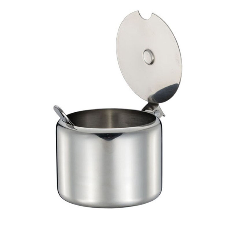 Nerezová nádoba na korenie s viečkom a lyžičkou, cukornička, fľaša na korenie pre domácnosť, soľnička a korenička, nádoba na korenie