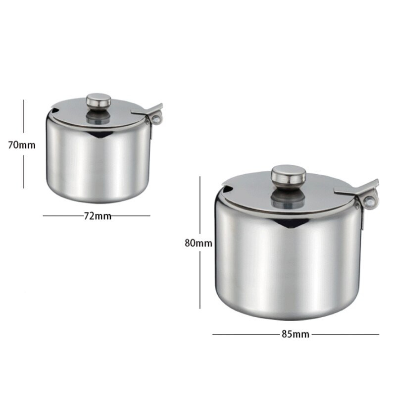 Nerezová nádoba na korenie s viečkom a lyžičkou, cukornička, fľaša na korenie pre domácnosť, soľnička a korenička, nádoba na korenie