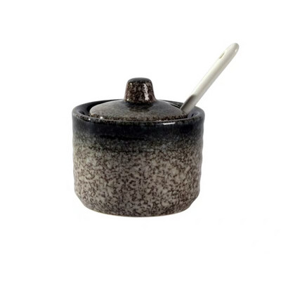 Japonská keramická fľaša na korenie, dóza na korenie s viečkom, lyžicou, nádoba na korenie, kreatívne soľničky a koreničky, kuchynské náčinie