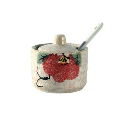 Japonská keramická fľaša na korenie, dóza na korenie s viečkom, lyžicou, nádoba na korenie, kreatívne soľničky a koreničky, kuchynské náčinie