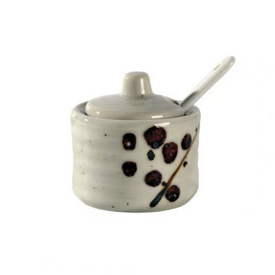 Japonská keramická fľaša na korenie, dóza na korenie s viečkom, lyžicou, nádoba na korenie, kreatívne soľničky a koreničky, kuchynské náčinie