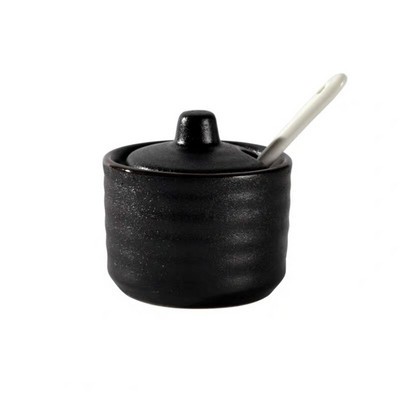 Japonská keramická fľaša na korenie, dóza na korenie s viečkom, lyžicou, nádoba na korenie, kreatívne soľničky a koreničky, kuchynské náčinie