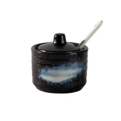 Japonská keramická fľaša na korenie, dóza na korenie s viečkom, lyžicou, nádoba na korenie, kreatívne soľničky a koreničky, kuchynské náčinie