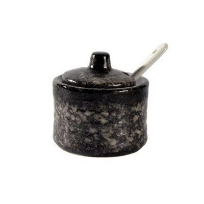 Japonská keramická fľaša na korenie, dóza na korenie s viečkom, lyžicou, nádoba na korenie, kreatívne soľničky a koreničky, kuchynské náčinie