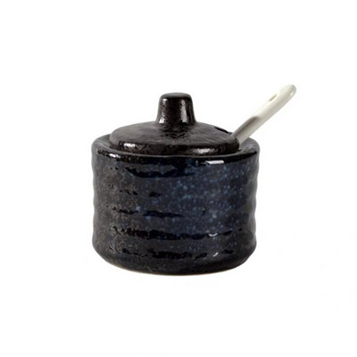 Japonská keramická fľaša na korenie, dóza na korenie s viečkom, lyžicou, nádoba na korenie, kreatívne soľničky a koreničky, kuchynské náčinie