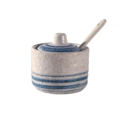 Japonská keramická fľaša na korenie, dóza na korenie s viečkom, lyžicou, nádoba na korenie, kreatívne soľničky a koreničky, kuchynské náčinie