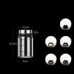 Sklenené koreničky, kuchynské korenie, organizér na soľ, korenie, cukor, bylinky, obilniny, domáce potreby s mierkou