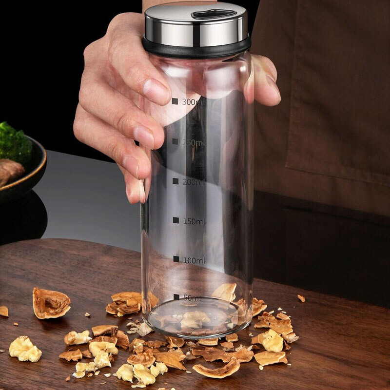 Sklenené koreničky, kuchynské korenie, organizér na soľ, korenie, cukor, bylinky, obilniny, domáce potreby s mierkou