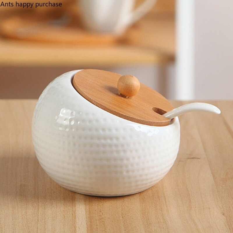 Jednotlivý hrniec s jednou nádržou, keramická koreniaca soľnička, olejnička, kuchynské potreby, čínska koreniaca krabica pre domácnosť s lyžičkou a vekom