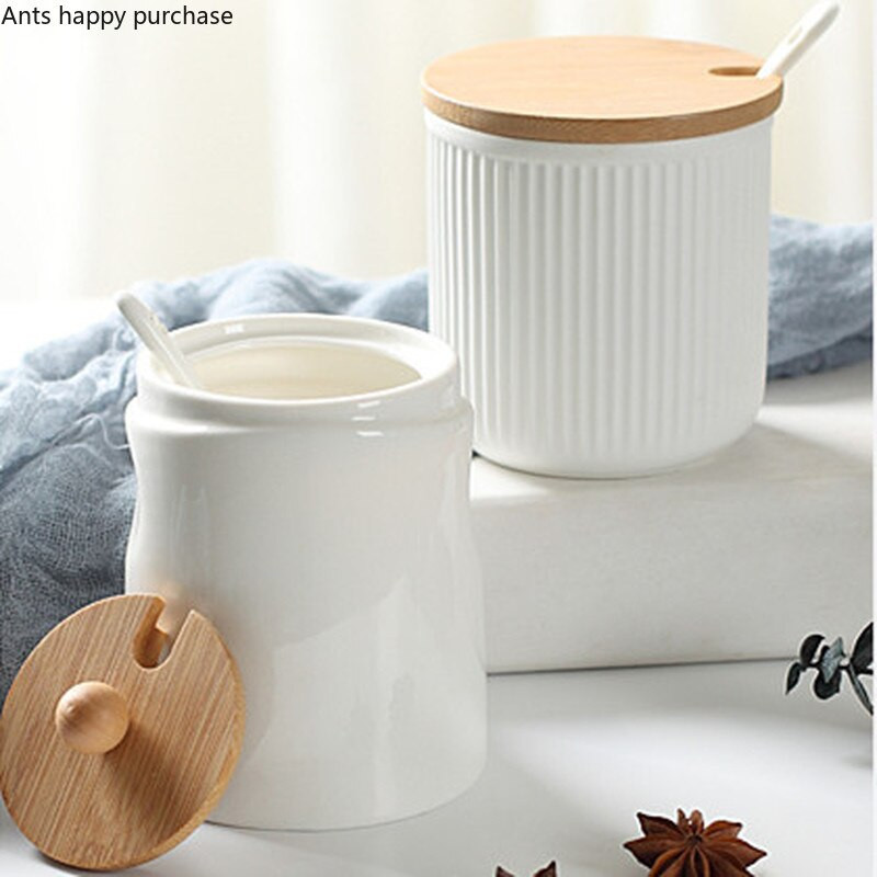 Jednotlivý hrniec s jednou nádržou, keramická koreniaca soľnička, olejnička, kuchynské potreby, čínska koreniaca krabica pre domácnosť s lyžičkou a vekom