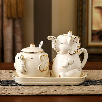 Keramički slon Boca za ulje za začine Set staklenki za začine Sol i papar Posuda za šećer Posuda za ocat Spremnik za umak Kuhinjski alati za kuhanje