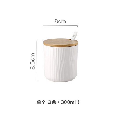 Klasický keramický hrniec na koreničku s lyžičkou a viečkom, fľaša na korenie pre domácnosť, kuchynská nádoba na olej, soľ a korenie