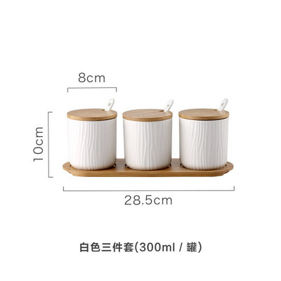 Klasický keramický hrniec na koreničku s lyžičkou a viečkom, fľaša na korenie pre domácnosť, kuchynská nádoba na olej, soľ a korenie