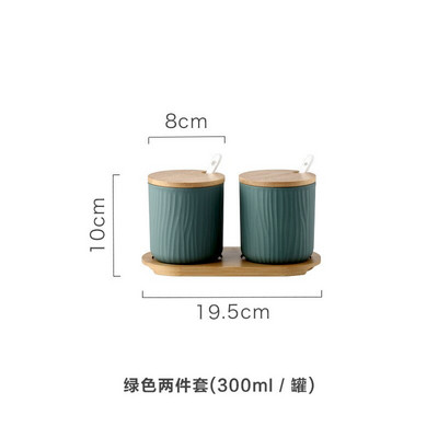 Klasický keramický hrniec na koreničku s lyžičkou a viečkom, fľaša na korenie pre domácnosť, kuchynská nádoba na olej, soľ a korenie