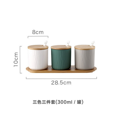 Klasický keramický hrniec na koreničku s lyžičkou a viečkom, fľaša na korenie pre domácnosť, kuchynská nádoba na olej, soľ a korenie