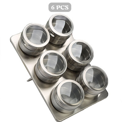 Nerezová oceľová korenie dóza magnetická prachotesná viditeľná fľaša na korenie vonkajšia grilovacia korenie 6/9/12/15 ks