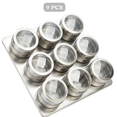 Nerezová oceľová korenie dóza magnetická prachotesná viditeľná fľaša na korenie vonkajšia grilovacia korenie 6/9/12/15 ks