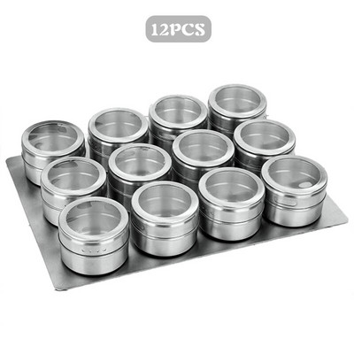 Nerezová oceľová korenie dóza magnetická prachotesná viditeľná fľaša na korenie vonkajšia grilovacia korenie 6/9/12/15 ks