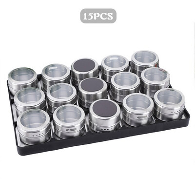 Nerezová oceľová korenie dóza magnetická prachotesná viditeľná fľaša na korenie vonkajšia grilovacia korenie 6/9/12/15 ks