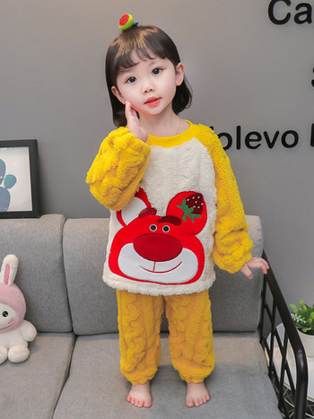 Детска плюшена пижама за момичета с бродерия