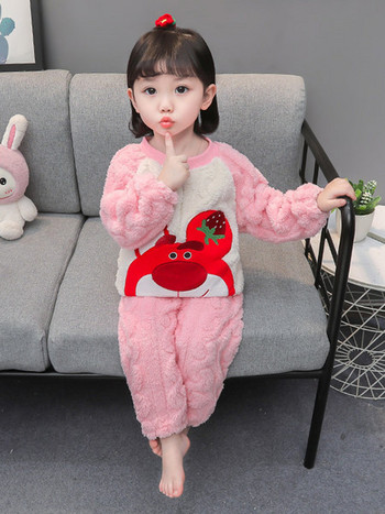Детска плюшена пижама за момичета с бродерия