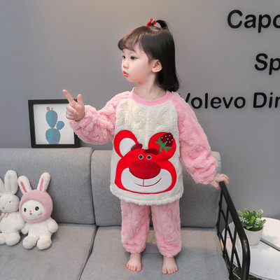 Dječja plišana pidžama za djevojčice s vezom