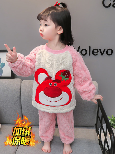 Dječja plišana pidžama za djevojčice s vezom