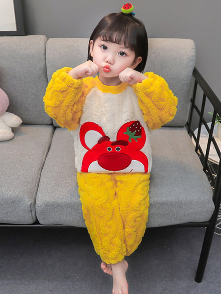 Dječja plišana pidžama za djevojčice s vezom