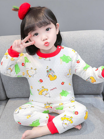 Памучна пролетно-есенна пижама с цветна щампа