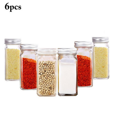 6 ks/sada fliaš na korenie, pohárov na korenie, sklenených plechoviek na korenie, nádob na korenie, korenie, soľničky na koreničky, kuchynských pomôcok