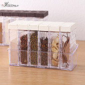 OYOREFD 6 ks/sada priehľadných úložných boxov na koreniny, kuchynská soľnička a korenie, organizér na korenie, plastová krabička na korenie, držiak na korenie