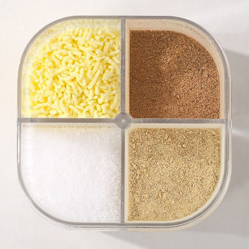 Krabica na bylinky, kuchynské potreby, cukor, soľ, korenie, fľaša, nádoby na prášok, viacpriehradkové koreničky, úložný nástroj