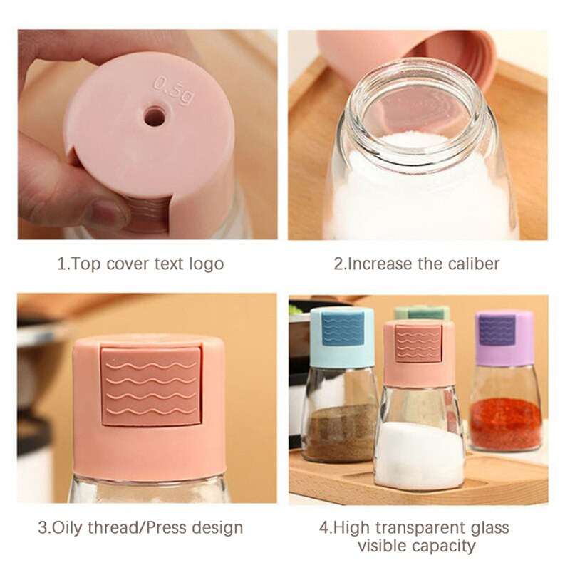 Priehľadná fľaša na korenie, soľ a korenie s viečkom, kuchynská nádoba na korenie odolná voči vlhkosti