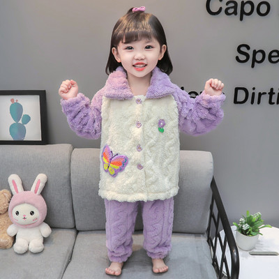 Zimné páperové pyžamo s gombíkmi - dvojdielne