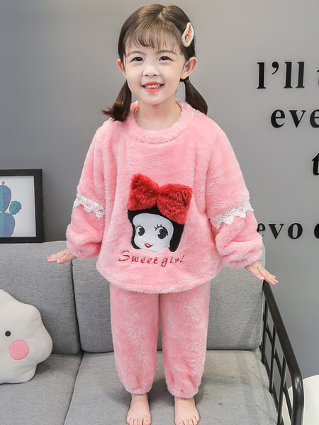 Plišana pidžama za djevojčice s čipkom