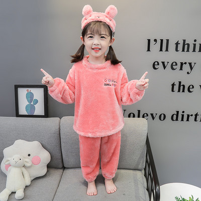 Zimné páperové pyžamo s výšivkou pre dievčatá - dvojdielne