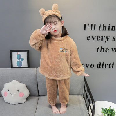 Zimné páperové pyžamo s výšivkou pre dievčatá - dvojdielne