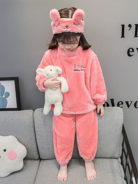 Zimné páperové pyžamo s výšivkou pre dievčatá - dvojdielne