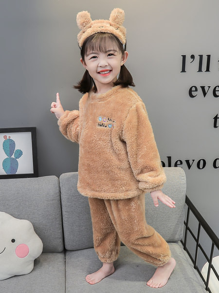 Zimné páperové pyžamo s výšivkou pre dievčatá - dvojdielne