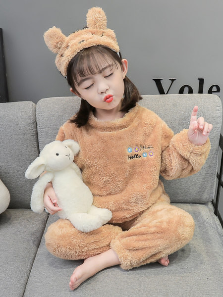 Zimné páperové pyžamo s výšivkou pre dievčatá - dvojdielne