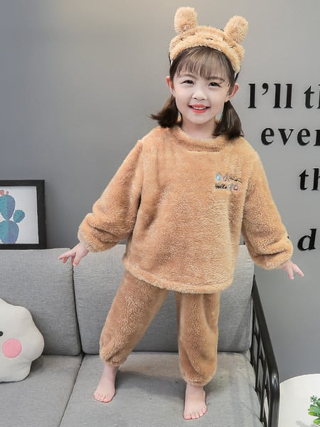 Zimné páperové pyžamo s výšivkou pre dievčatá - dvojdielne