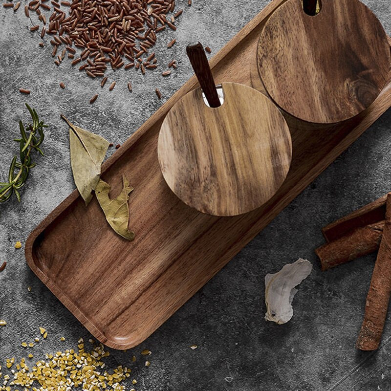 3 ks sklenených koreníc, korenie s drevenou lyžicou, vekom a podnosom, kuchynské korenie, úložný džbán, soľ, cukor, korenie