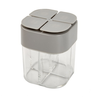 Skaidrus prieskonių stiklainis 4 viename druskos ir pipirų prieskonių buteliukas su dangteliu Virtuvė Drėgmei atsparus prieskonių skrudinimo indas