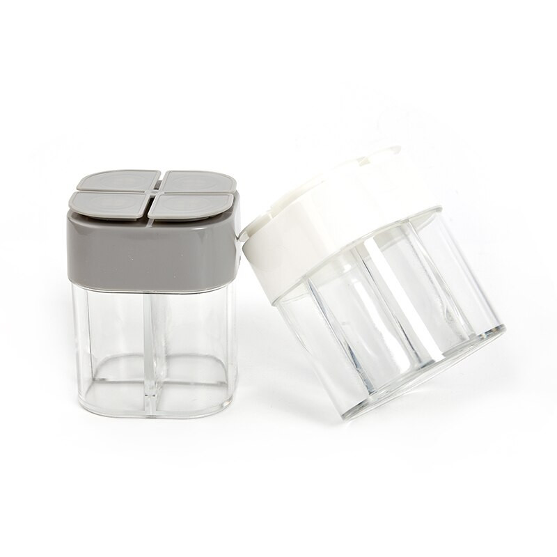 Skaidrus prieskonių stiklainis 4 viename druskos ir pipirų prieskonių buteliukas su dangteliu Virtuvė Drėgmei atsparus prieskonių skrudinimo indas