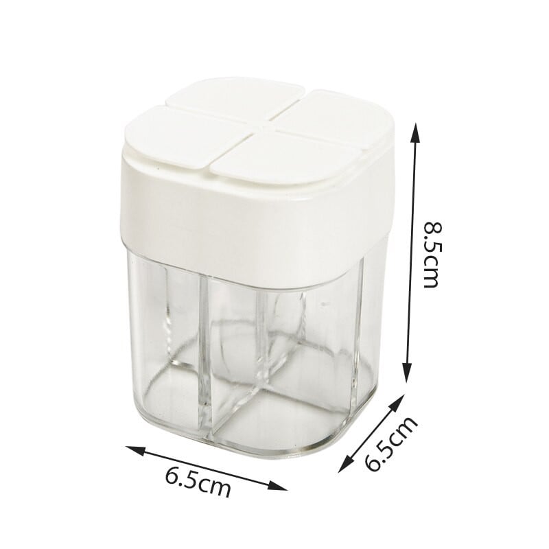 Skaidrus prieskonių stiklainis 4 viename druskos ir pipirų prieskonių buteliukas su dangteliu Virtuvė Drėgmei atsparus prieskonių skrudinimo indas