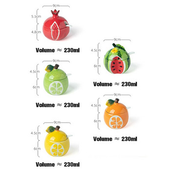 Δημιουργικό φρούτο σε σχήμα πεπόνι κεραμικό βάζο καρυκεύματα Μπουκάλι μπαχαρικά Δεξαμενή αποθήκευσης Διακοσμητικά ράφια κουζίνας Ζαχαριέρα με καπάκι κουτάλι