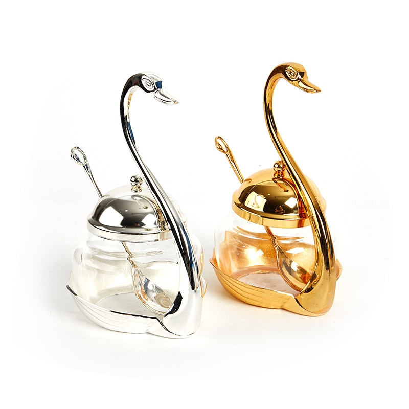 2022 Nová zliatinová korenie nádoba na korenie sklenená nádoba na soľ, cukor, korenie a kávu úložný organizér na korenie nádoba na korenie