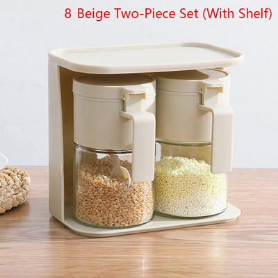 Konyhai üvegfűszeres edény tetővel Kanál Só Cukor adagoló Fűszerpaprika shaker Fűszerüveg Fűszeres üveg Tartály