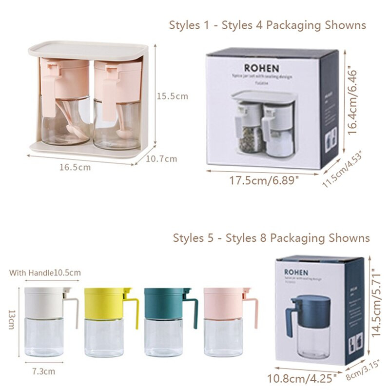 Konyhai üvegfűszeres edény tetővel Kanál Só Cukor adagoló Fűszerpaprika shaker Fűszerüveg Fűszeres üveg Tartály